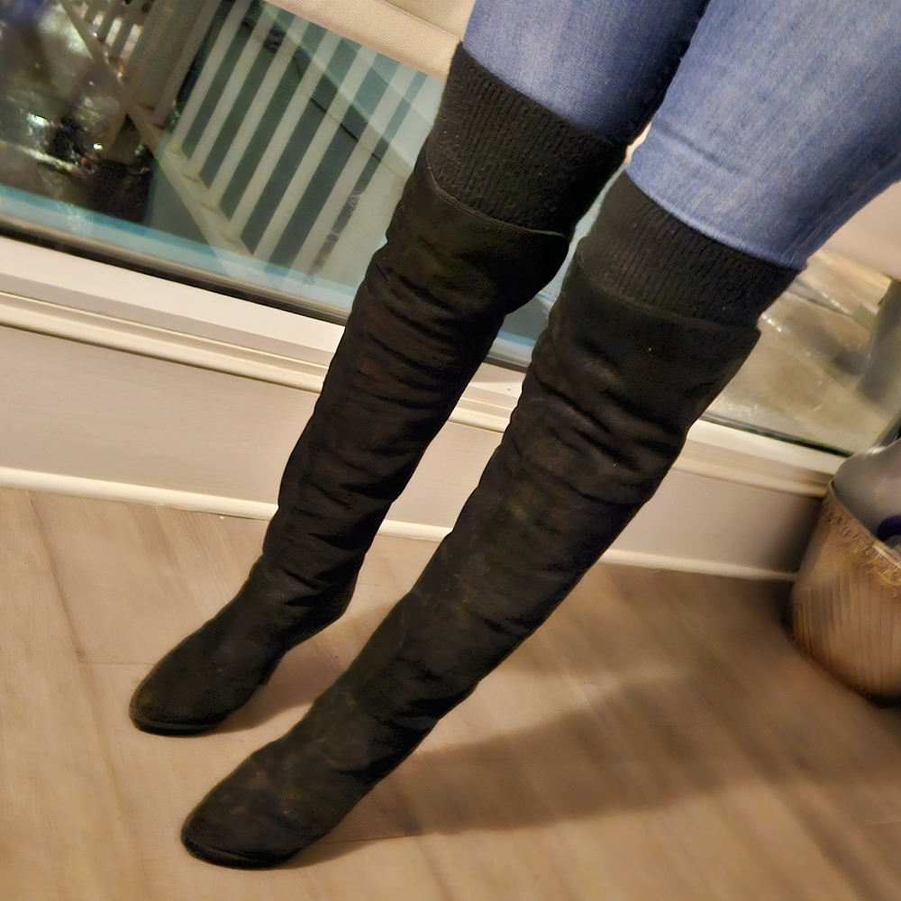 Womens Givenchy Suede Sock Over the Knee Boots